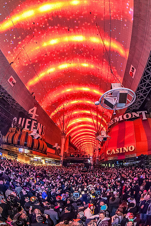 Viva Vision light show and Fremont Street crowd