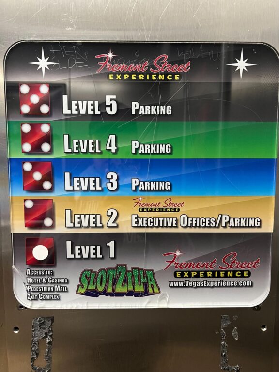 The five levels of the parking garage at Fremont Street Experience.