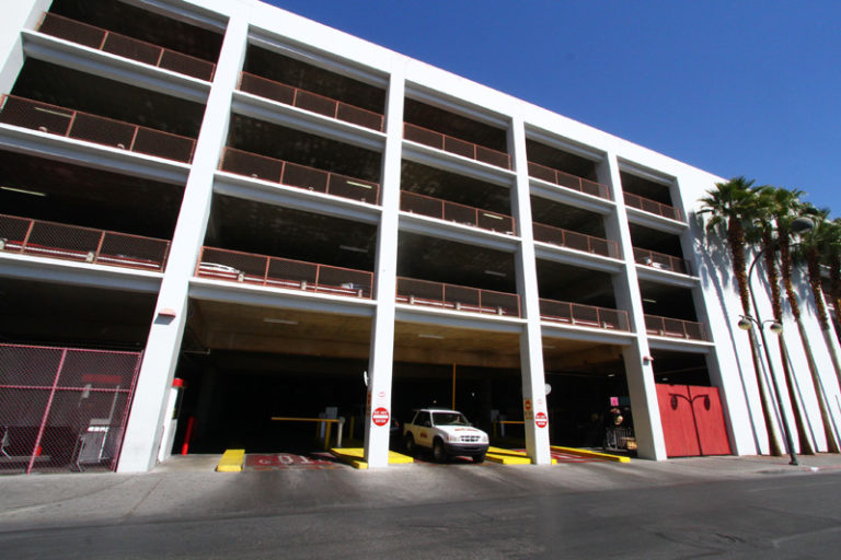 The exit to the Fremont Street Experience parking garage.