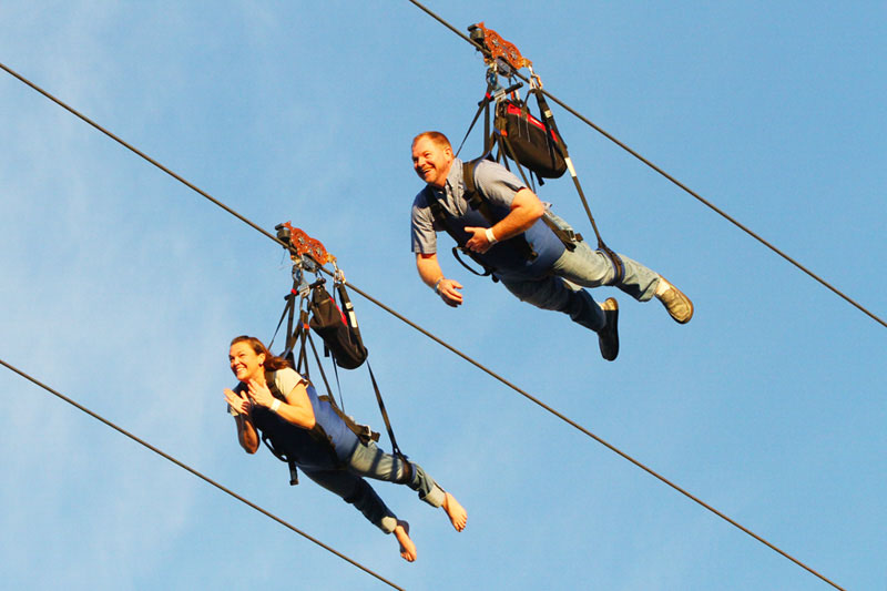 Couple enjoying the slotzilla zipline