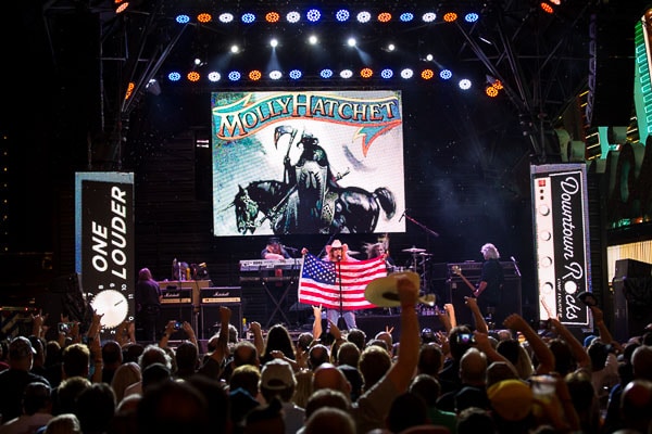 Molly Hatchet on Fremont Street Stage Waving American Flag