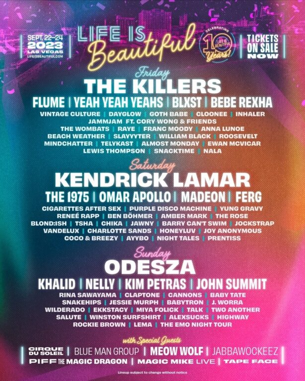Life is Beautiful lineup poster.