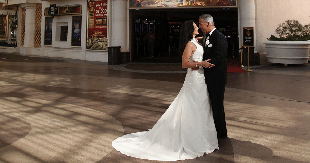 A bride and groom pictured at Golden Nugget.