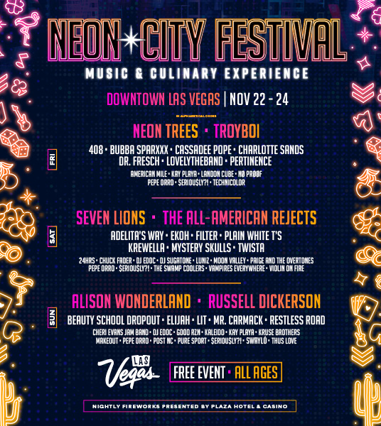 Image of the lineup for neon city festival 2024.