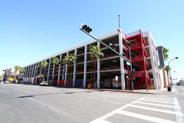 Parking garage at fremont street experience in las vegas, nevada.