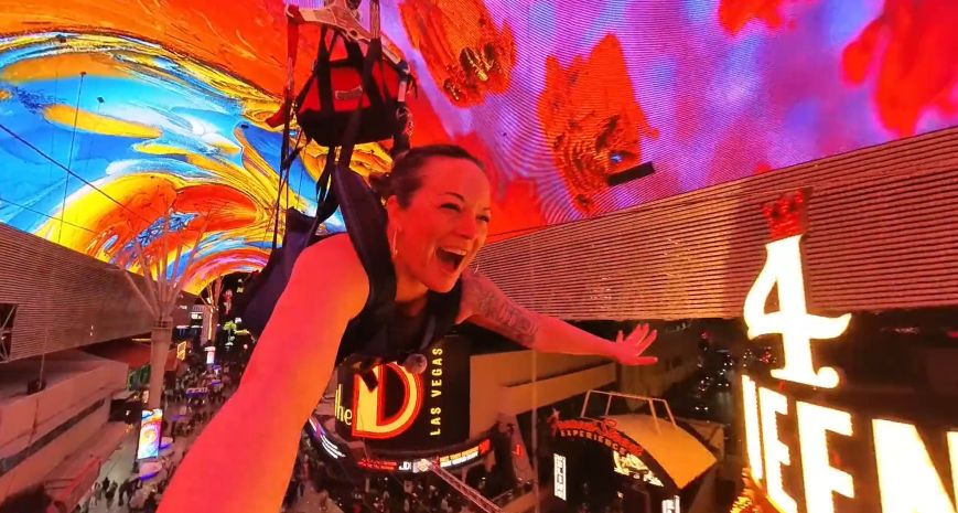 slotzilla girl at fremont street experience in las vegas