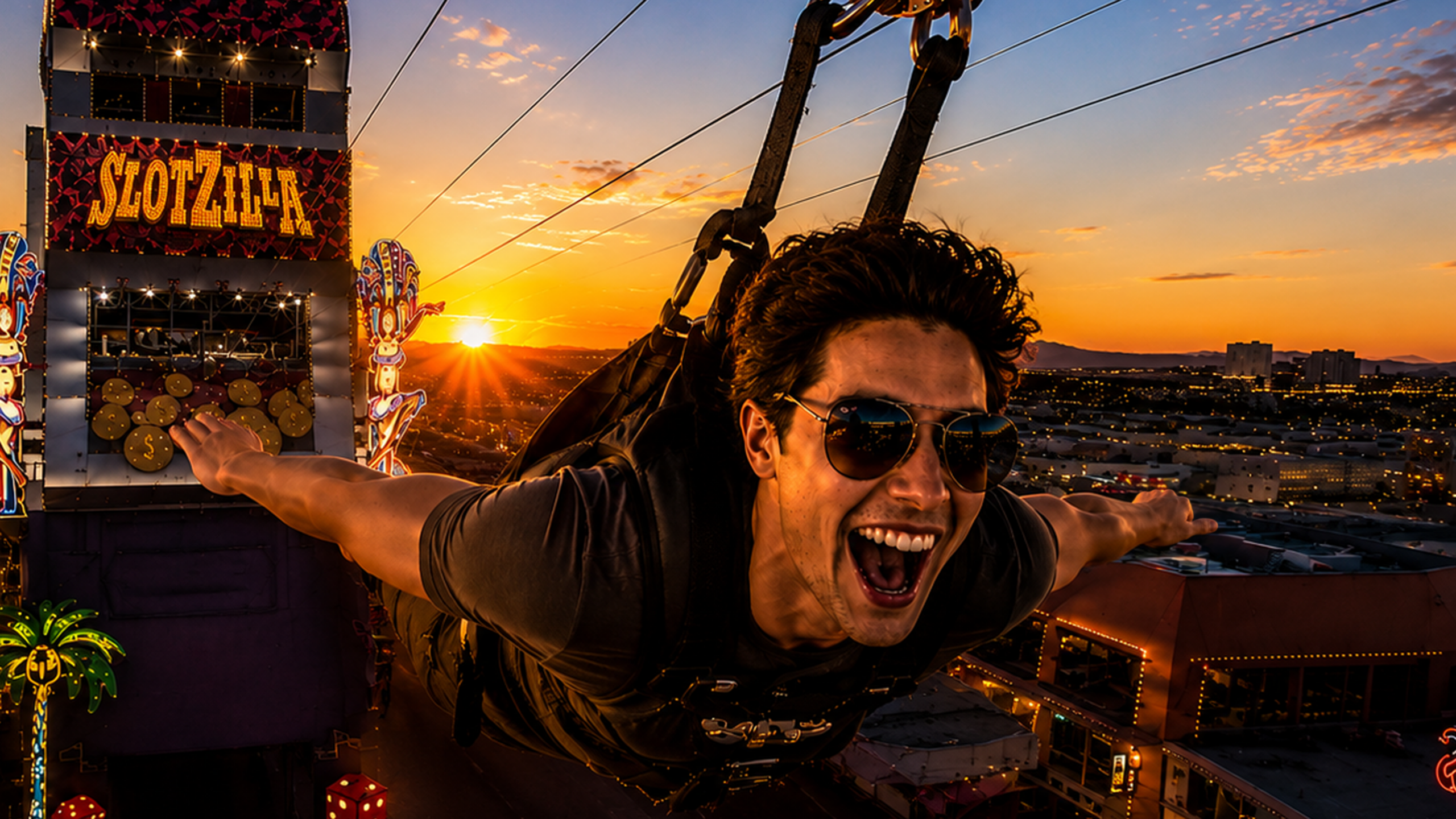 taking flight on slotzilla on fremont street